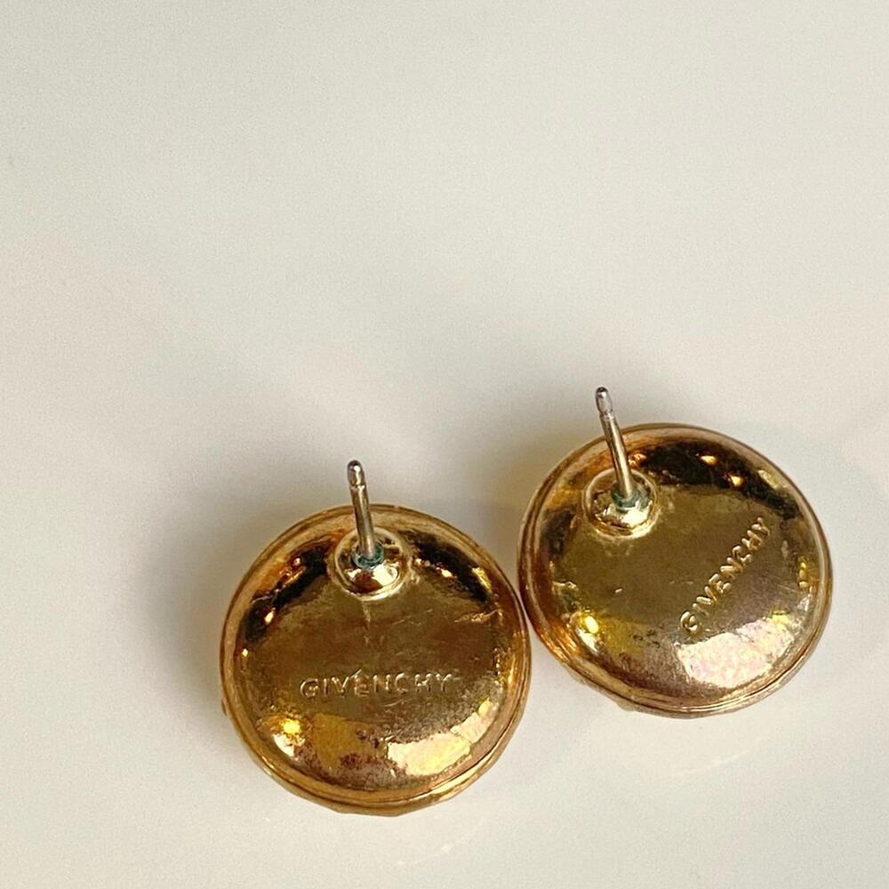 VTG Givenchy Gold-Tone Swarovski Crystal Halo Stud Earrings - Picture 4 of 7